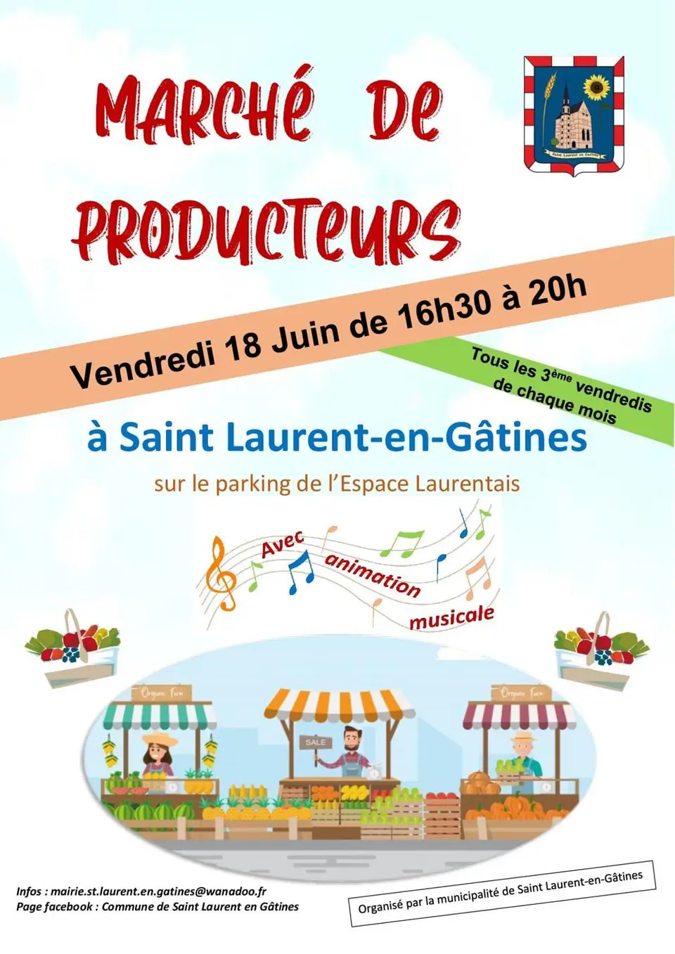 Marché de producteurs à Saint-Laurent-en-Gâtines (37)