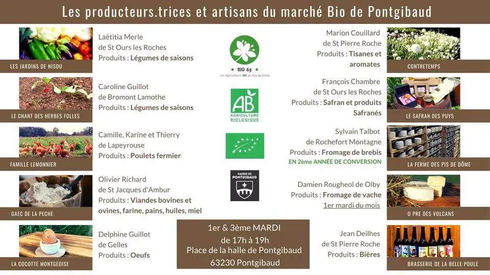 Marché bio à Pontgibaud (63)